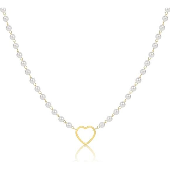 Jewelry - Necklaces for Women Hollow heart+pearl-Gold